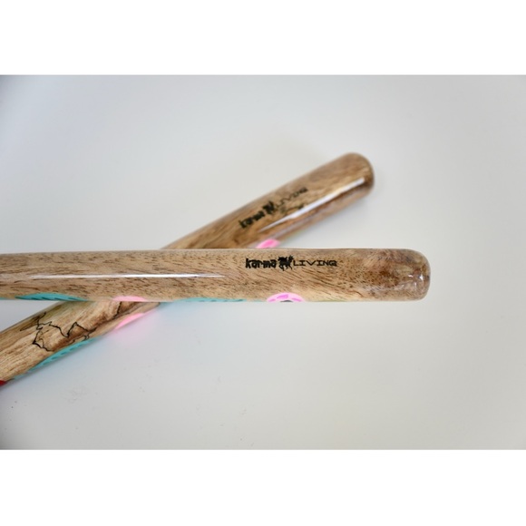 ModCloth Mango Wood Floral Handle Salad Server Set by Karma Living - Picture 3 of 3